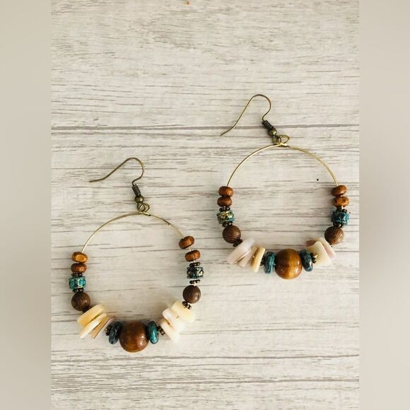 Bohemian Hoop Earrings S1187 - Picture 1 of 3